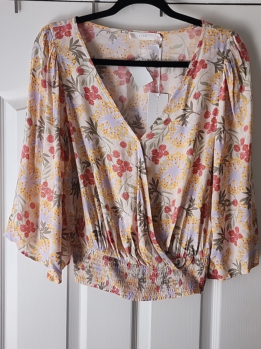 Lush Summer Floral Wrap Top in Size Size Medium - New, 100% Rayon, Soft Material